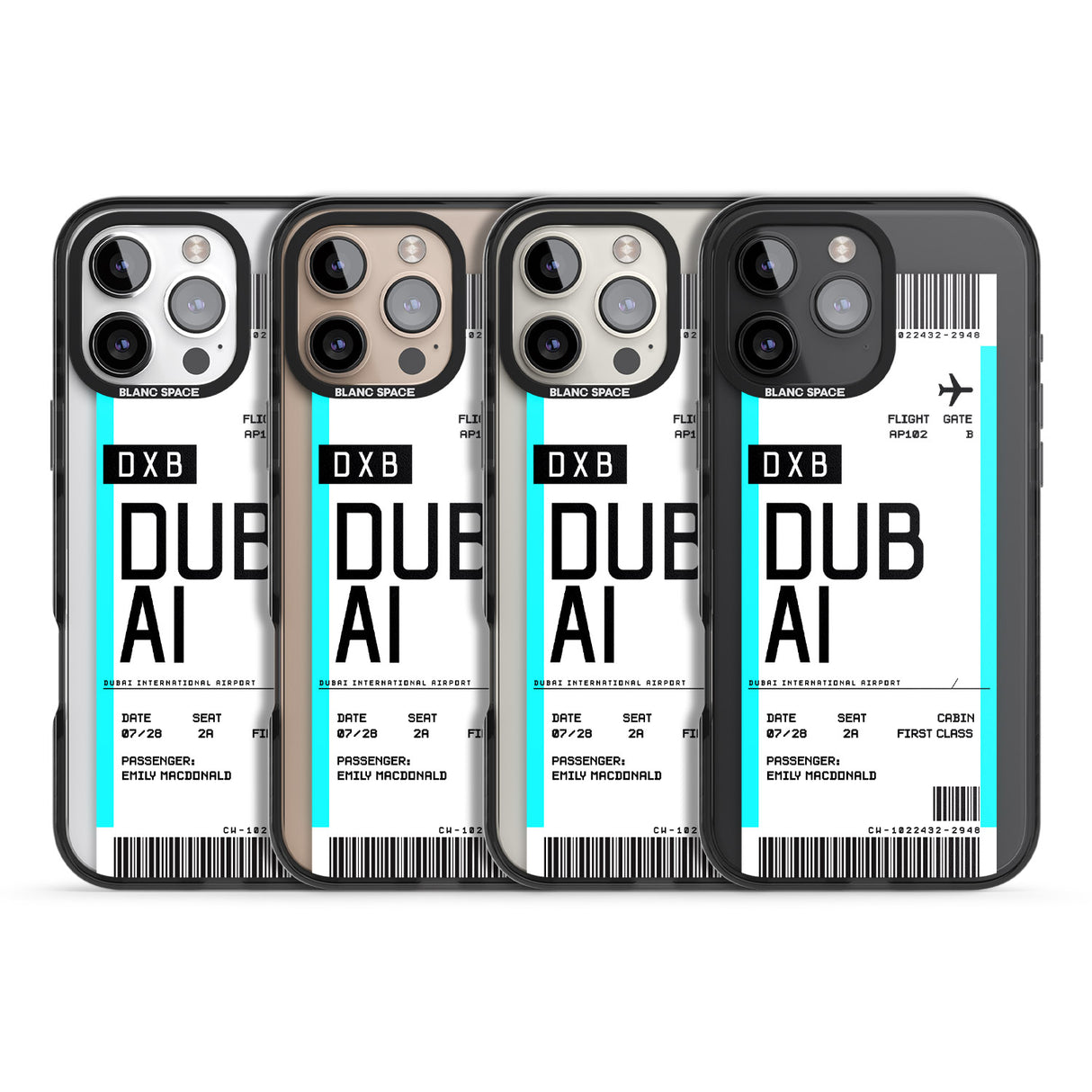 iPhone 16 Pro Max Personalised Dubai Boarding Pass Black Impact Phone Case