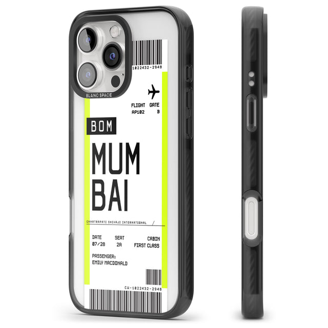 iPhone 16 Pro Max Personalised Mumbai Boarding Pass Black Impact Phone Case