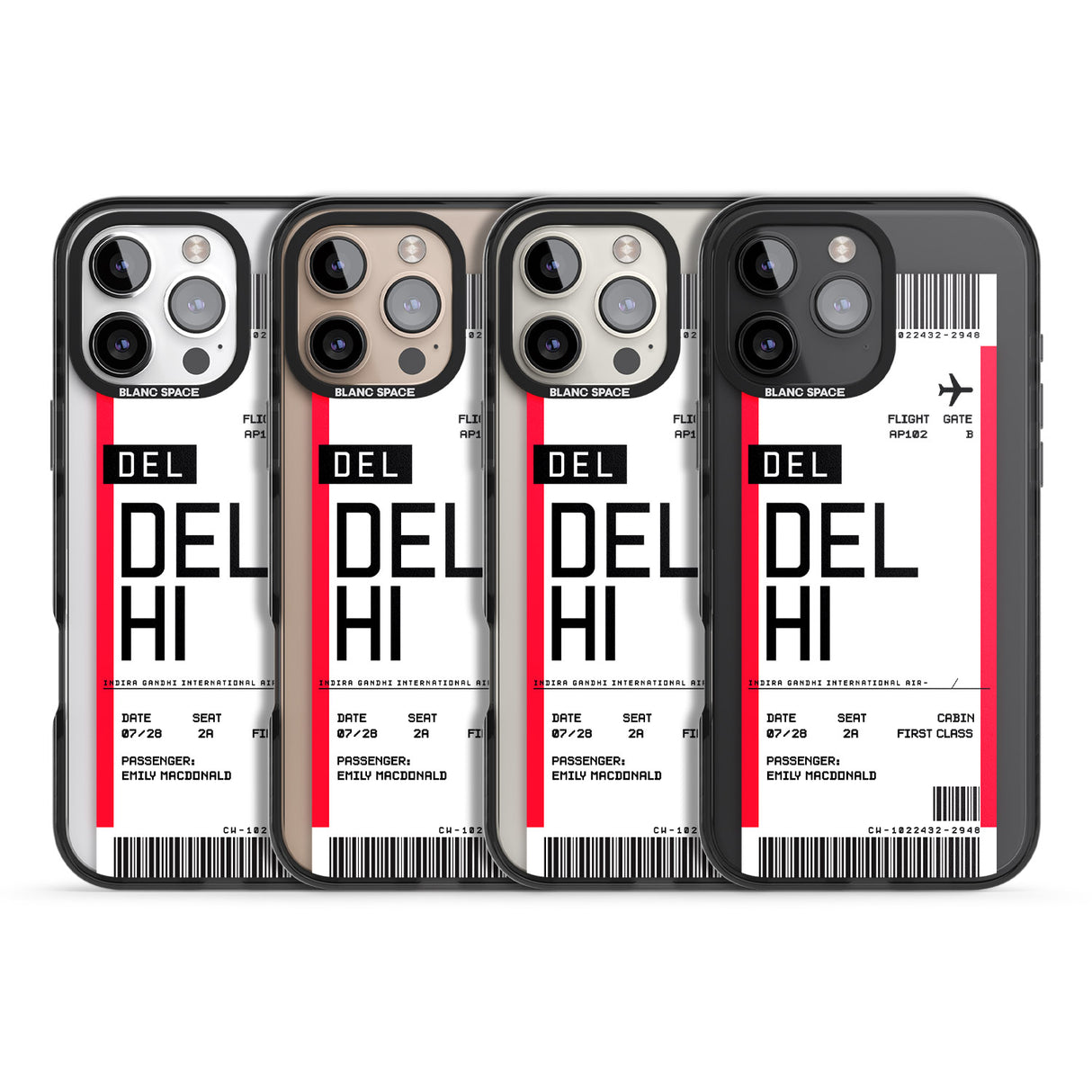 iPhone 16 Pro Max Personalised Delhi Boarding Pass Black Impact Phone Case