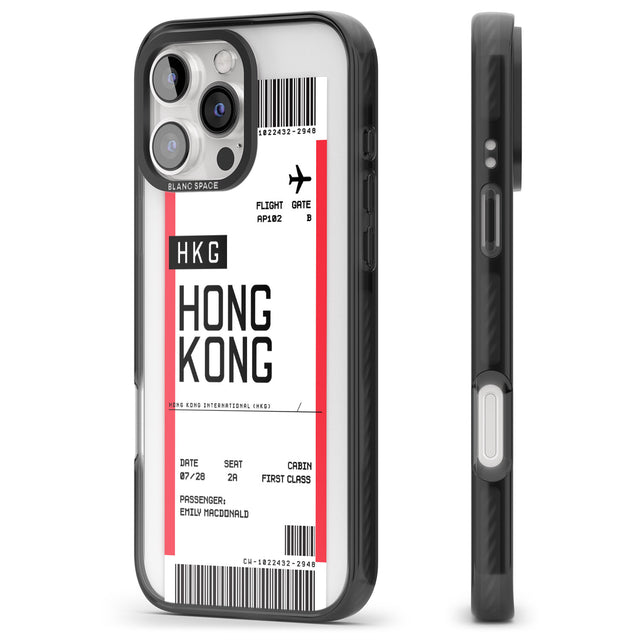 iPhone 16 Pro Max Personalised Hong Kong Boarding Pass Black Impact Phone Case