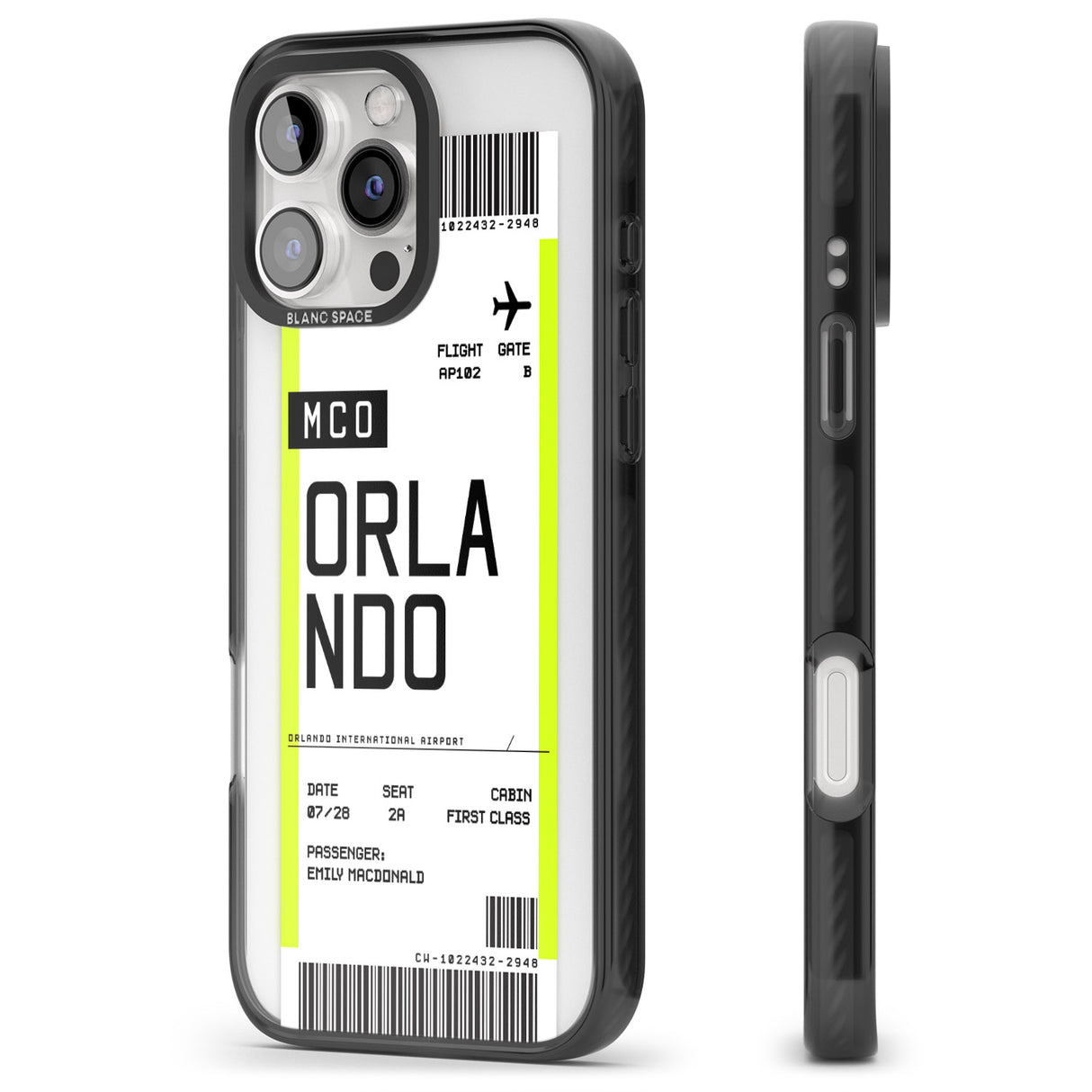 iPhone 16 Pro Max Personalised Orlando Boarding Pass Black Impact Phone Case