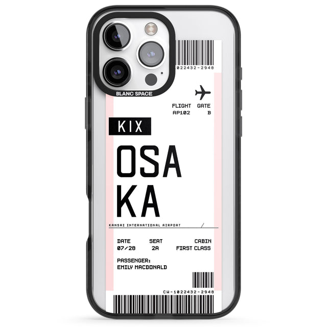 iPhone 16 Pro Max Personalised Osaka Boarding Pass Black Impact Phone Case