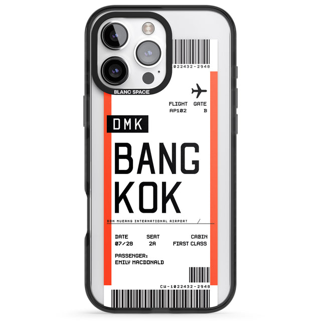 iPhone 16 Pro Max Personalised Bangkok Boarding Pass Black Impact Phone Case