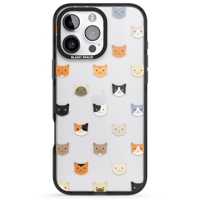 iPhone 16 Pro Max Cute Cat Face Transparent Black Impact Phone Case