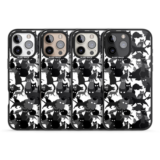 iPhone 16 Pro Max Black & White Cat Camouflage Black Impact Phone Case