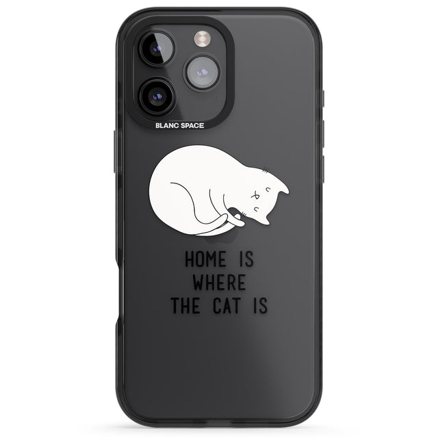 iPhone 16 Pro Max Home Is Where the Cat is Black Impact Phone Case