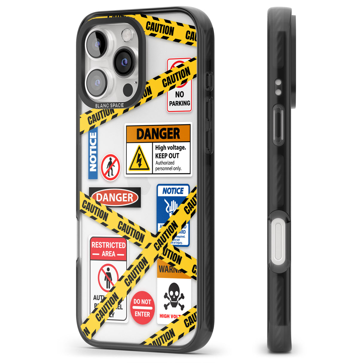 iPhone 16 Pro Max CAUTION Black Impact Phone Case