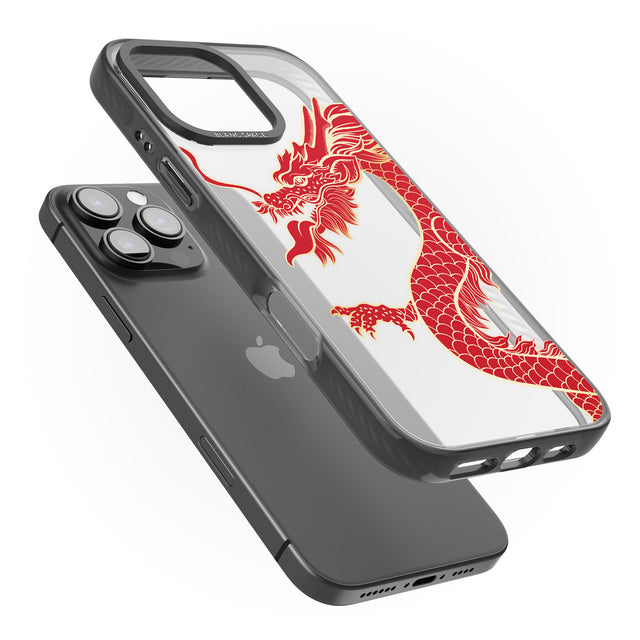 iPhone 16 Pro Max Large Red Dragon Black Impact Phone Case