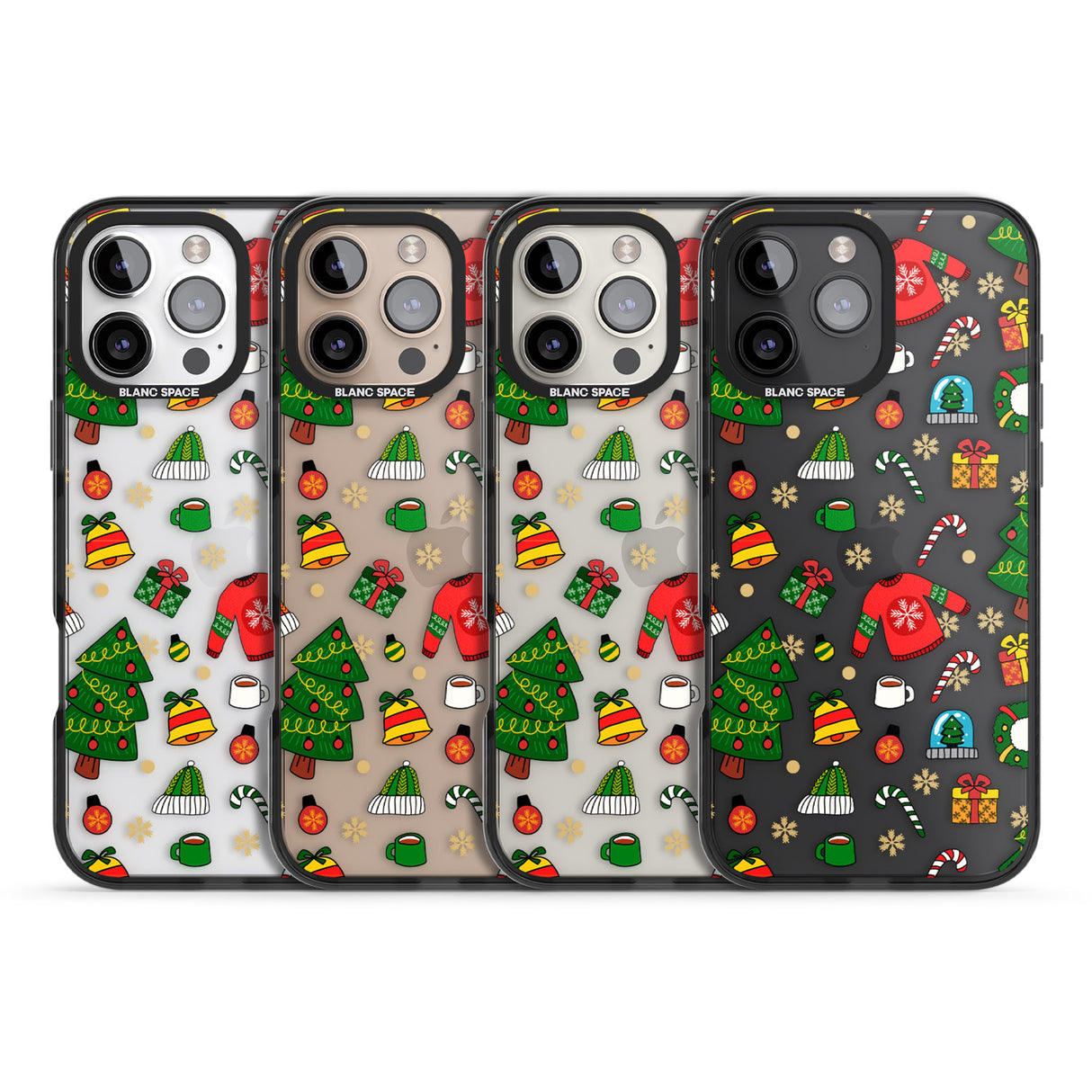 iPhone 16 Pro Max Christmas Mixture Pattern Black Impact Phone Case