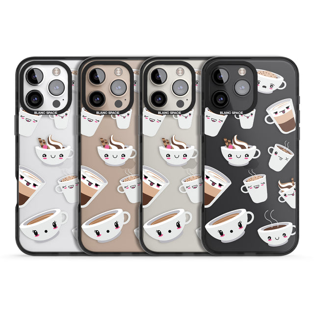 iPhone 16 Pro Max Coffee Faces Black Impact Phone Case