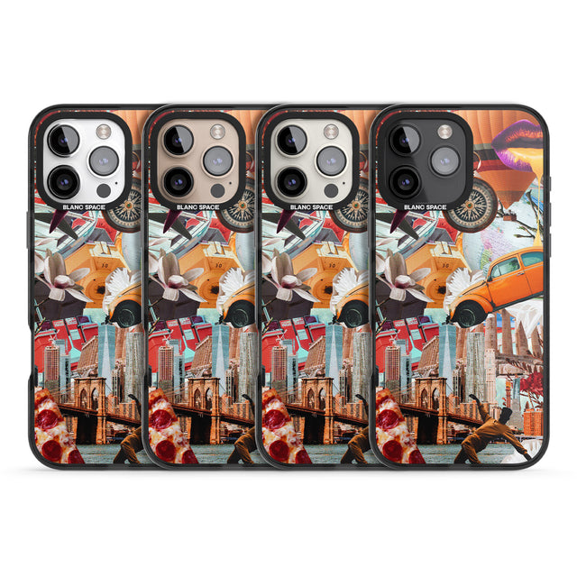 iPhone 16 Pro Max Vintage Collage: New York Mix Black Impact Phone Case