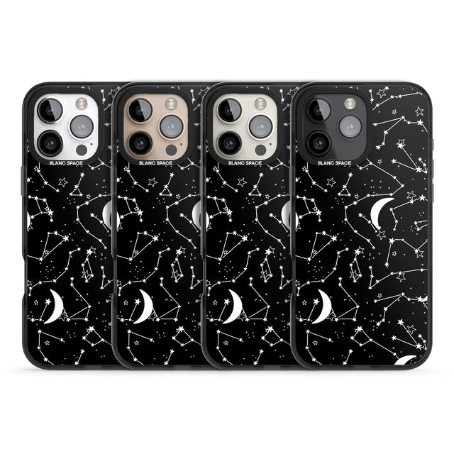 iPhone 16 Pro Max White Stars Constellations on Black Black Impact Phone Case