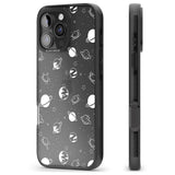 iPhone 16 Pro Max White Planets on Clear Black Impact Phone Case