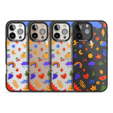 iPhone 16 Pro Max Mixed Cute Icon Pattern - Clear Black Impact Phone Case