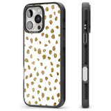 iPhone 16 Pro Max Gold Look on White Dalmatian Polka Dot Spots Black Impact Phone Case