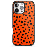 iPhone 16 Pro Max Black & Bright Red Dalmatian Polka Dot Spots Black Impact Phone Case