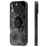 iPhone 16 Pro Max Black Flowers Black Impact Phone Case