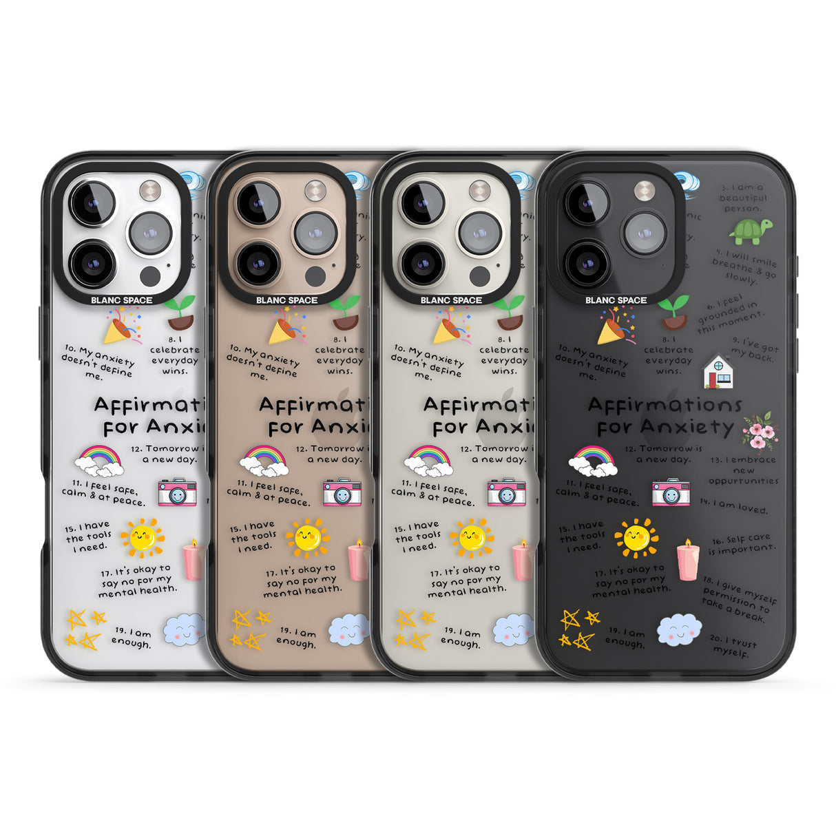 iPhone 16 Pro Max Anxiety Black Text Black Impact Phone Case