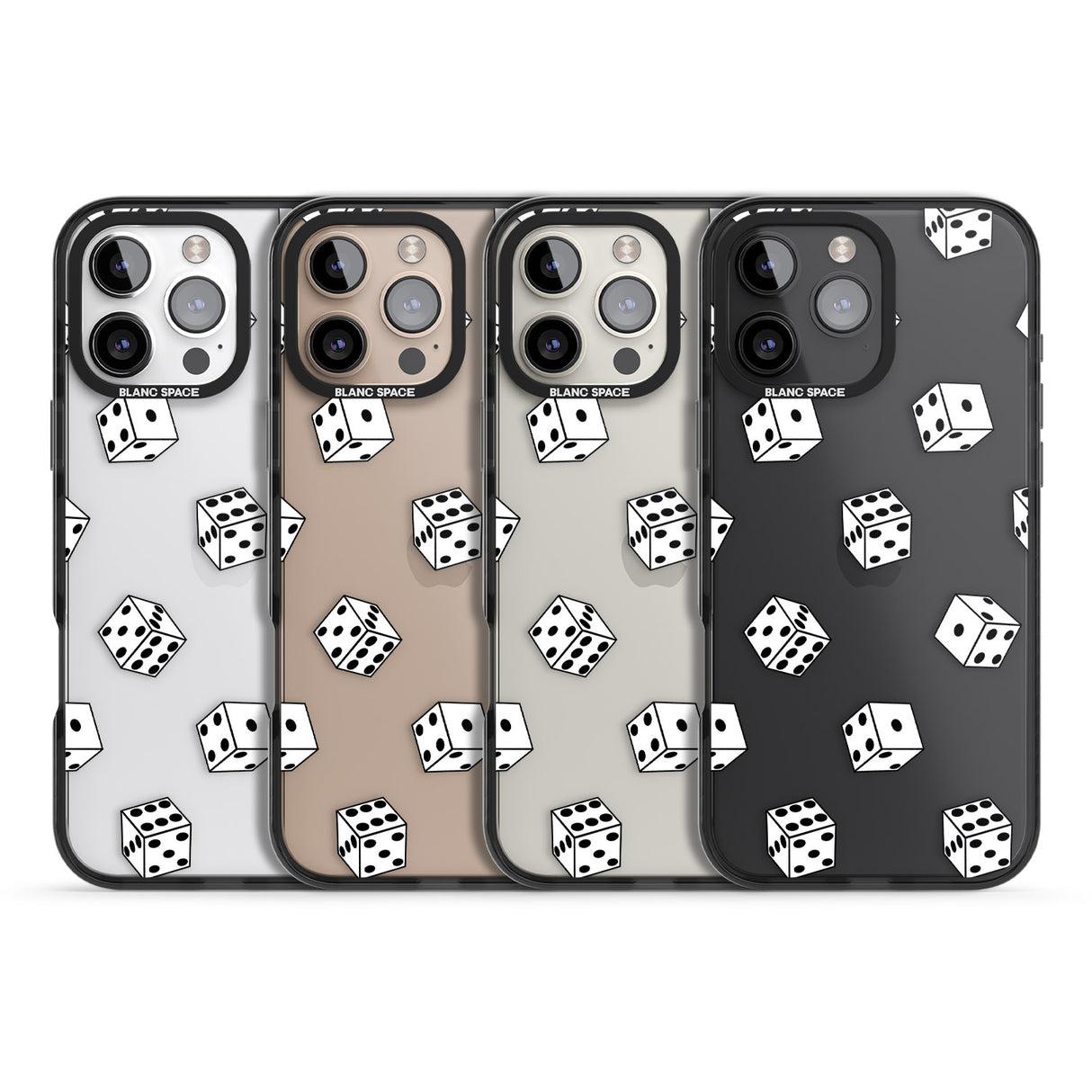 iPhone 16 Pro Max Clear Dice Pattern Black Impact Phone Case