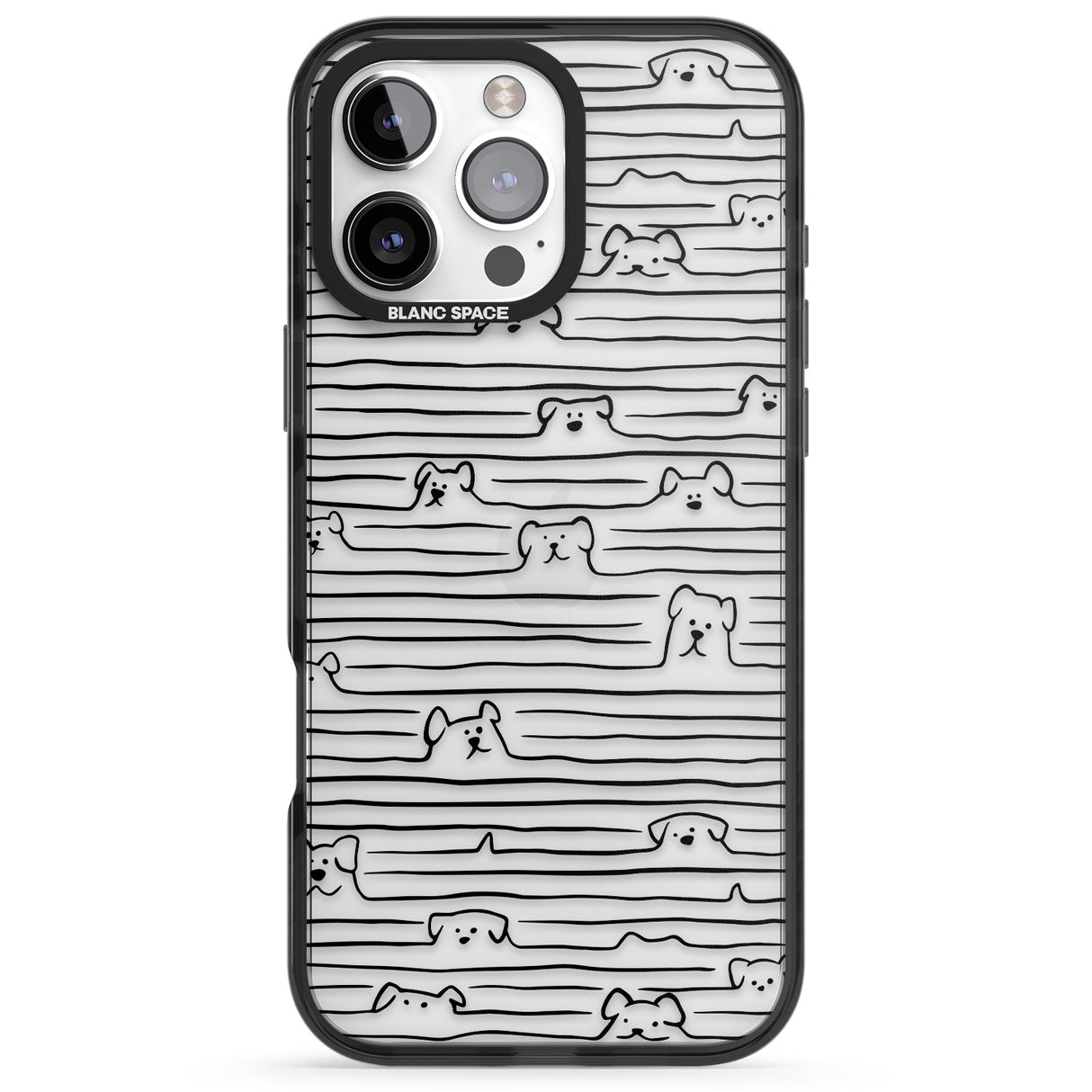 iPhone 16 Pro Max Dog Line Art - Black Black Impact Phone Case