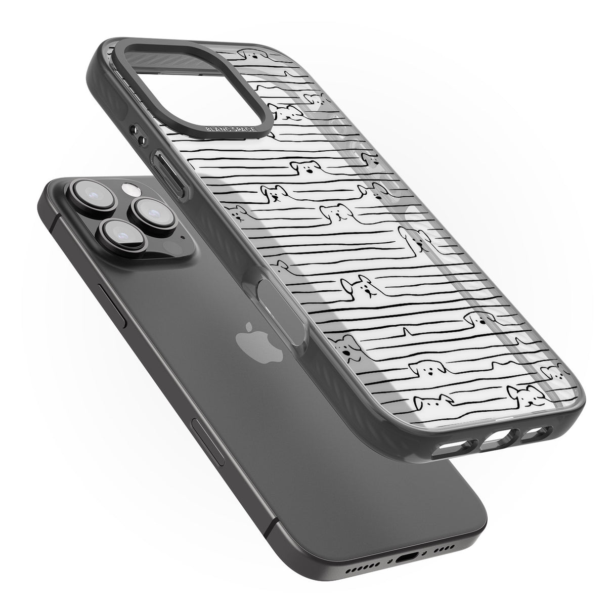 iPhone 16 Pro Max Dog Line Art - Black Black Impact Phone Case