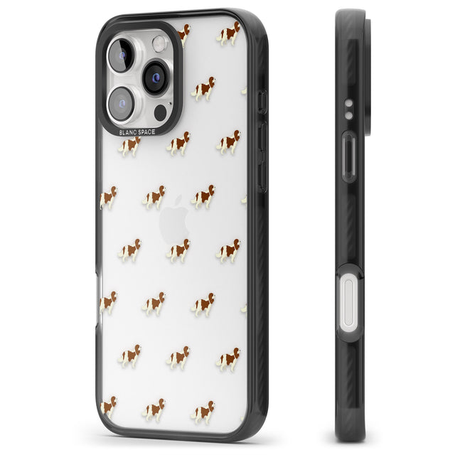 iPhone 16 Pro Max Cavalier King Charles Spaniel Pattern Clear Black Impact Phone Case