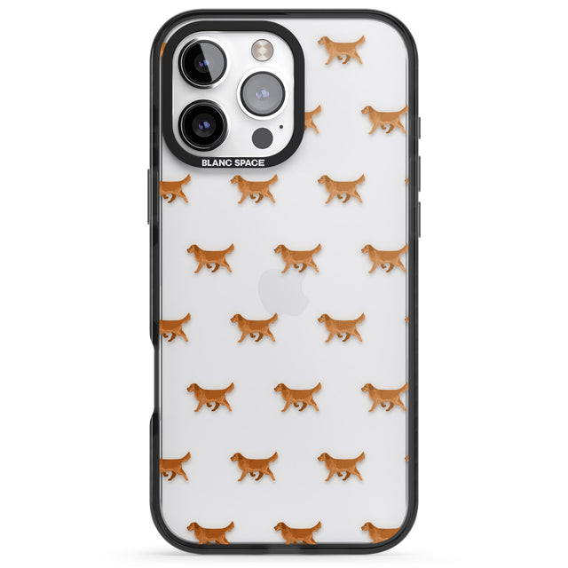 iPhone 16 Pro Max Golden Retriever Dog Pattern Clear Black Impact Phone Case