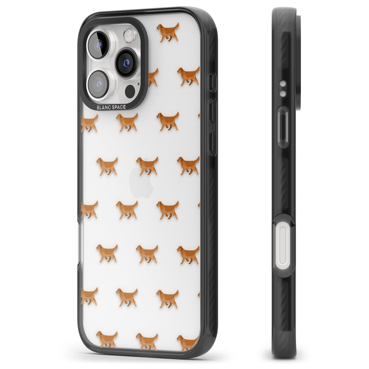 iPhone 16 Pro Max Golden Retriever Dog Pattern Clear Black Impact Phone Case