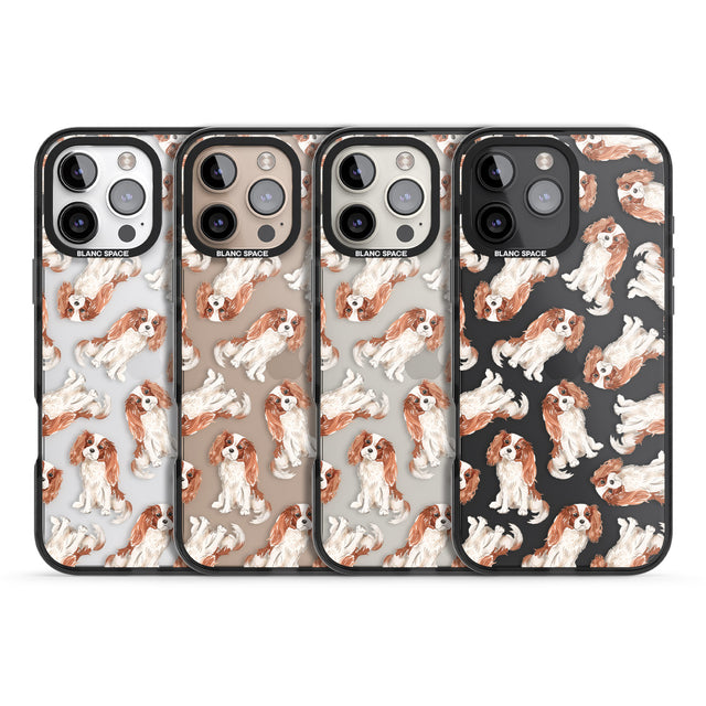 iPhone 16 Pro Max Cavalier King Charles Spaniel Dog Pattern Black Impact Phone Case