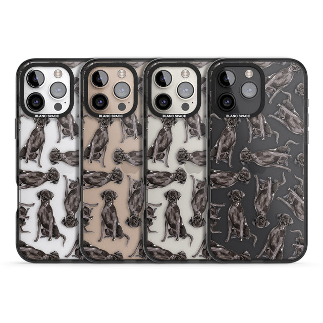 iPhone 16 Pro Max Black Labrador Watercolour Dog Pattern Black Impact Phone Case