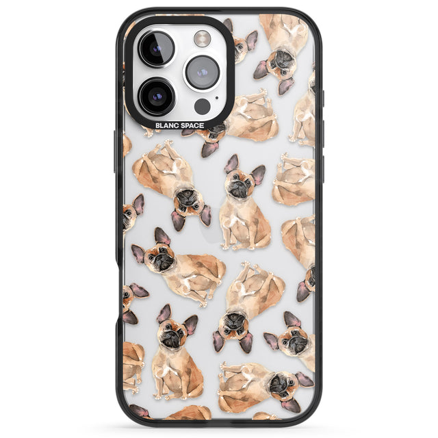 iPhone 16 Pro Max French Bulldog Watercolour Dog Pattern Black Impact Phone Case