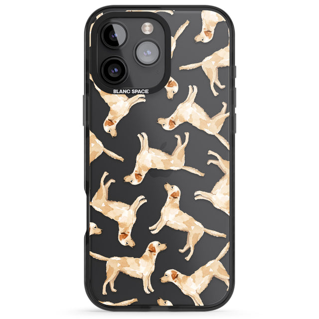 iPhone 16 Pro Max Yellow Labrador Watercolour Dog Pattern Black Impact Phone Case