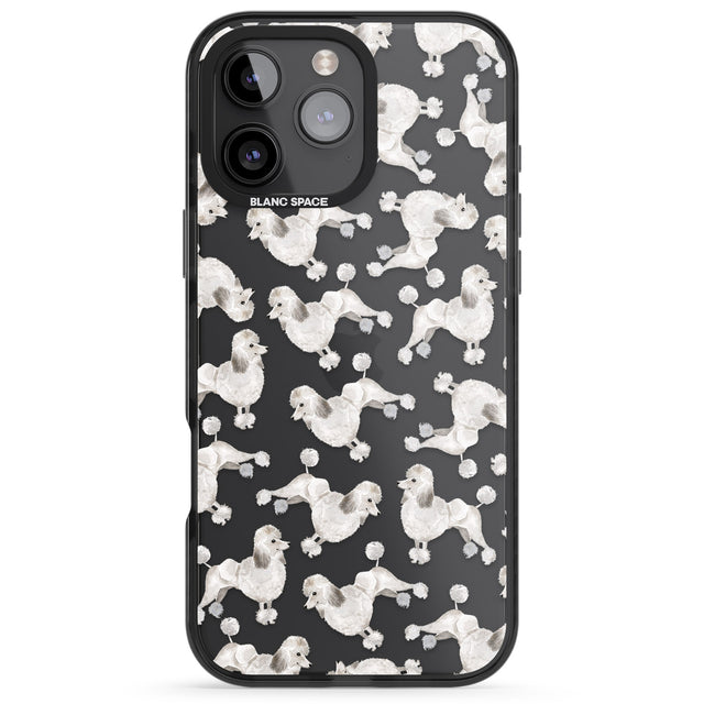 iPhone 16 Pro Max Poodle (White) Watercolour Dog Pattern Black Impact Phone Case