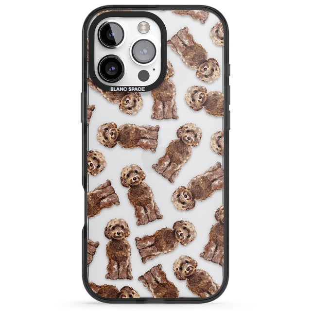 iPhone 16 Pro Max Cockapoo (Brown) Watercolour Dog Pattern Black Impact Phone Case