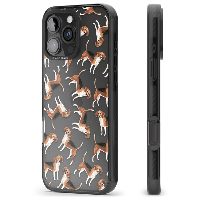 iPhone 16 Pro Max Beagle Watercolour Dog Pattern Black Impact Phone Case