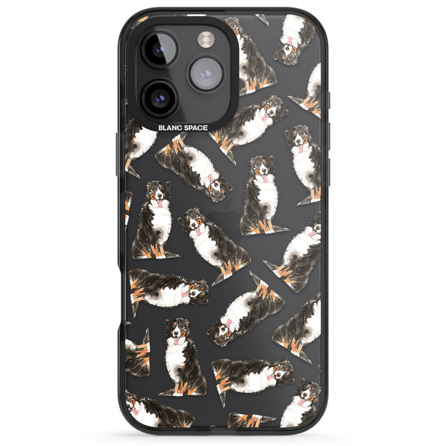 iPhone 16 Pro Max Bernese Mountain Dog Watercolour Dog Pattern Black Impact Phone Case