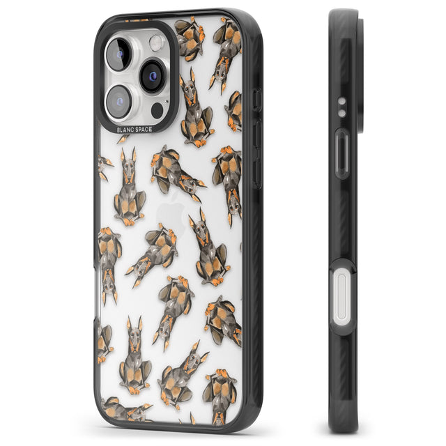 iPhone 16 Pro Max Doberman Watercolour Dog Pattern Black Impact Phone Case