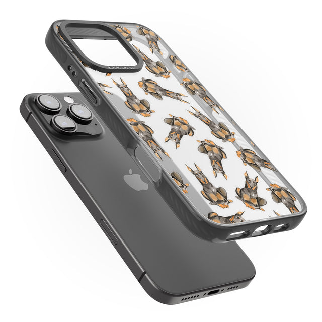 iPhone 16 Pro Max Doberman Watercolour Dog Pattern Black Impact Phone Case