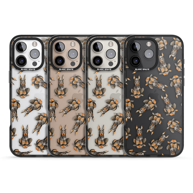 iPhone 16 Pro Max Doberman Watercolour Dog Pattern Black Impact Phone Case