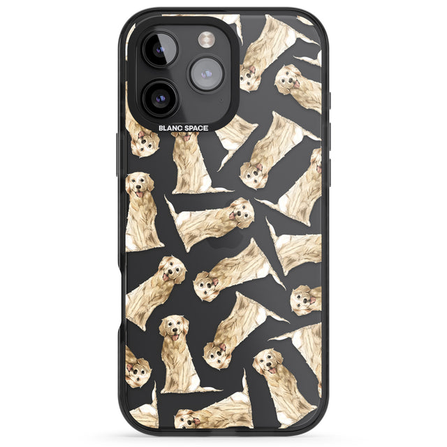 iPhone 16 Pro Max Golden Retriever Watercolour Dog Pattern Black Impact Phone Case