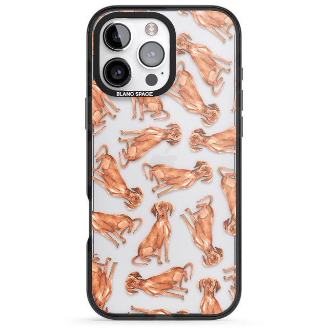 iPhone 16 Pro Max Hungarian Vizsla Watercolour Dog Pattern Black Impact Phone Case