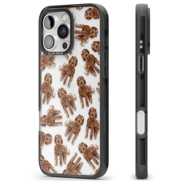 iPhone 16 Pro Max Labradoodle (Brown) Watercolour Dog Pattern Black Impact Phone Case