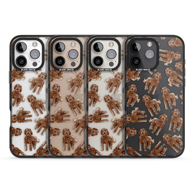 iPhone 16 Pro Max Labradoodle (Brown) Watercolour Dog Pattern Black Impact Phone Case