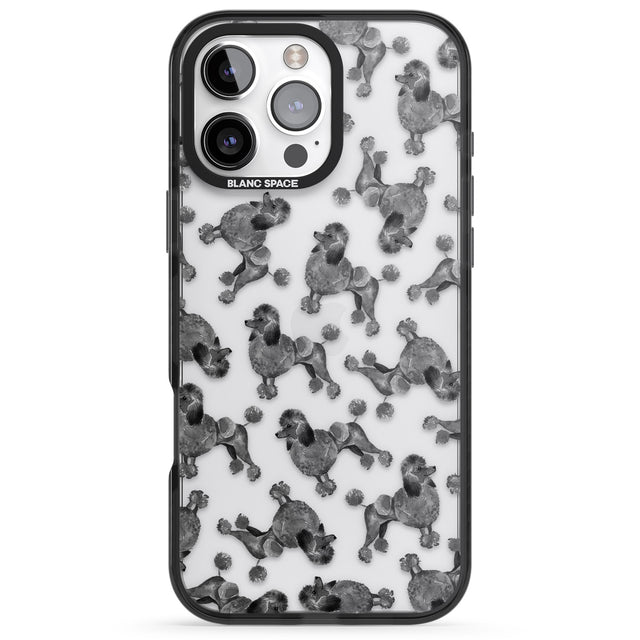 iPhone 16 Pro Max Poodle (Black) Watercolour Dog Pattern Black Impact Phone Case