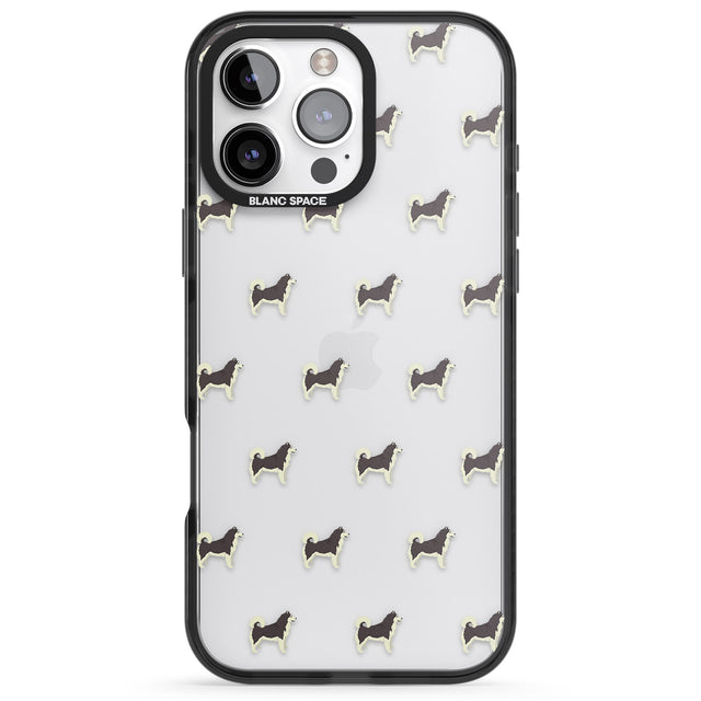 iPhone 16 Pro Max Alaskan Malamute Dog Pattern Clear Black Impact Phone Case