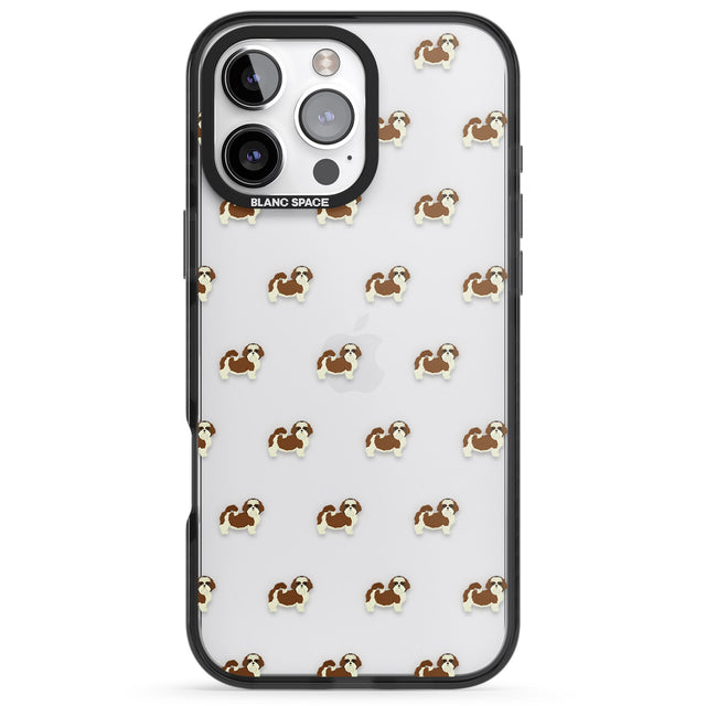 iPhone 16 Pro Max Shih Tzu Dog Pattern Clear Black Impact Phone Case