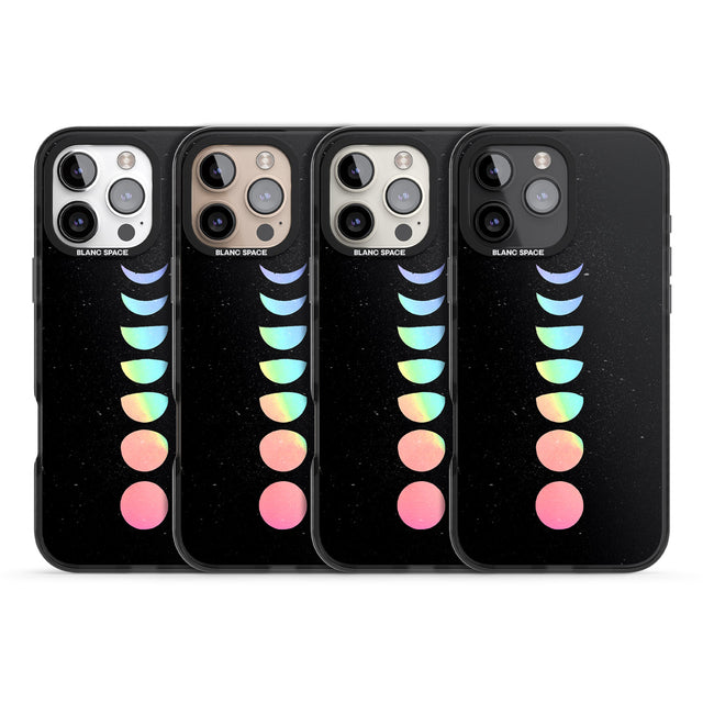 iPhone 16 Pro Max Pastel Moon Phases Black Impact Phone Case