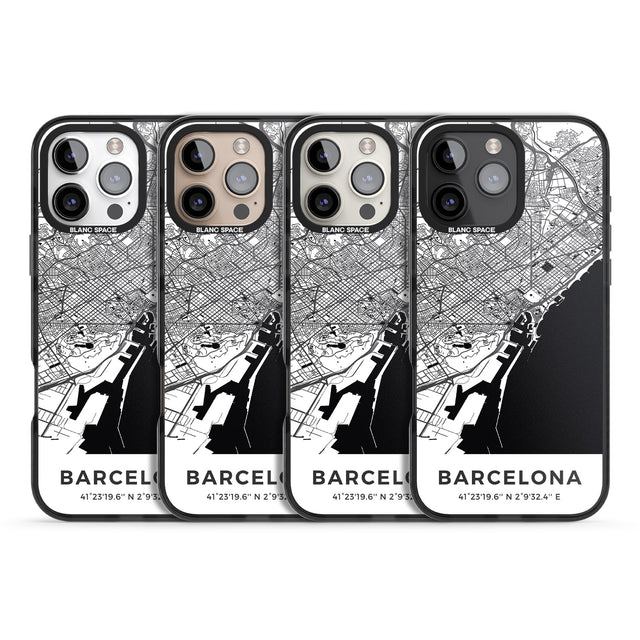 iPhone 16 Pro Max Map of Barcelona, Spain Black Impact Phone Case