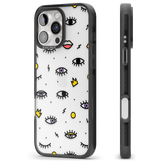 iPhone 16 Pro Max Eyes & Lips Icons Black Impact Phone Case