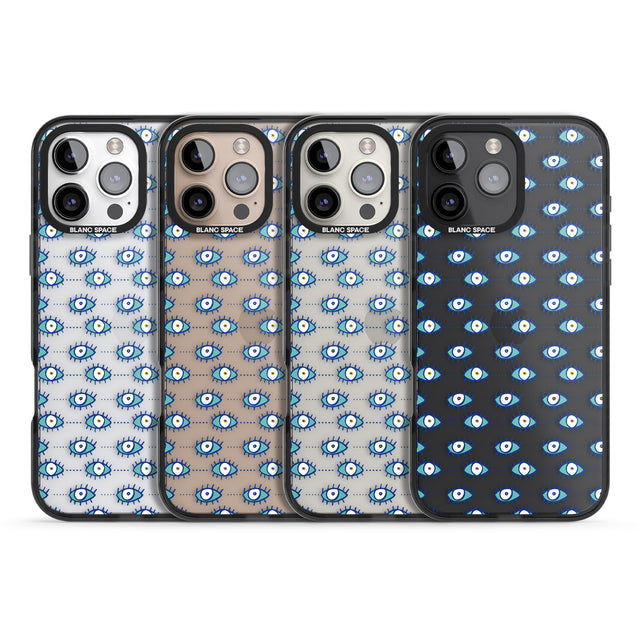 iPhone 16 Pro Max Crazy Eyes (Clear) Psychedelic Eyes Pattern Black Impact Phone Case